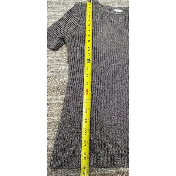 H & M Metallic Fiber Blend Shimmery Ribbed Short Sleeved Women Top Size M - Picture 5 of 9